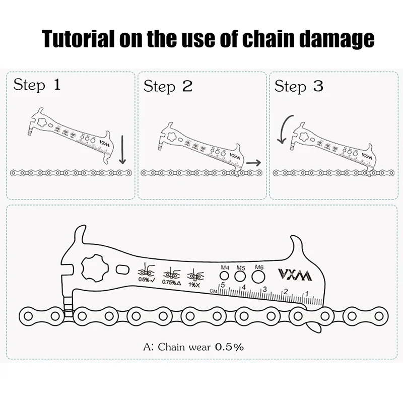 Bicycle Chain Wear Checker Indicator Repair Tool Mountain Road Chains Gauge Measurement Ruler Replacement Bicycle Accessories