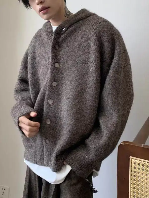 

Мужской свитер с капюшоном Cleanfit, осенне-зимний, теплый, вязаный кардиган, повседневный, длинный, для молодых мужчин