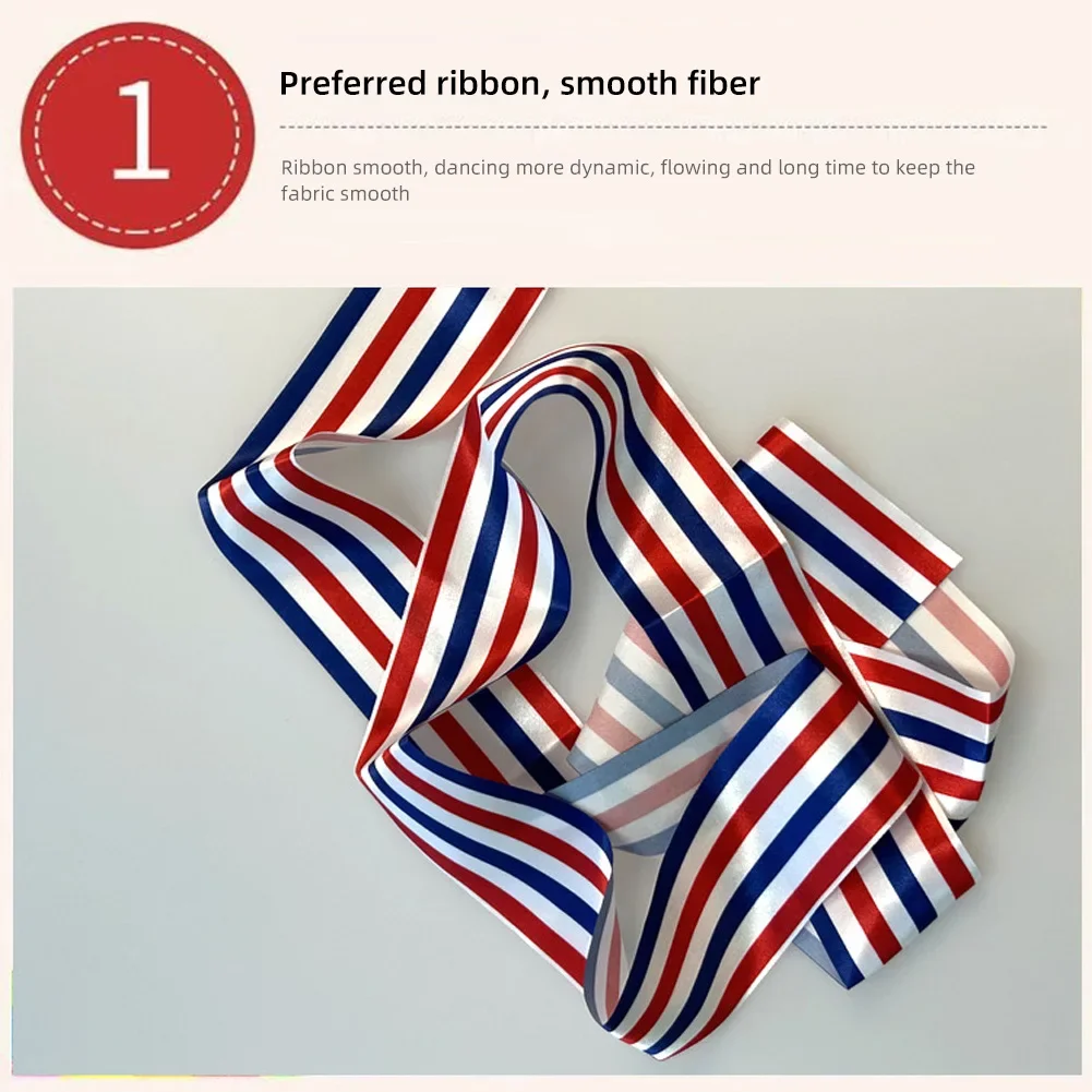Description Picture 3 of item1.2M/2M Striped Star Gym Ribbons Baton Dance Ribbon Rhythmic Artistic Gymnastics Coloured Ribbon Sportss Training