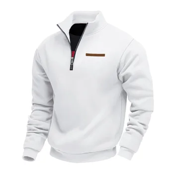American autumn and winter heavy fleece long-sleeved men's sweater half zipper loose stand-up collar pullover men's sweater 3