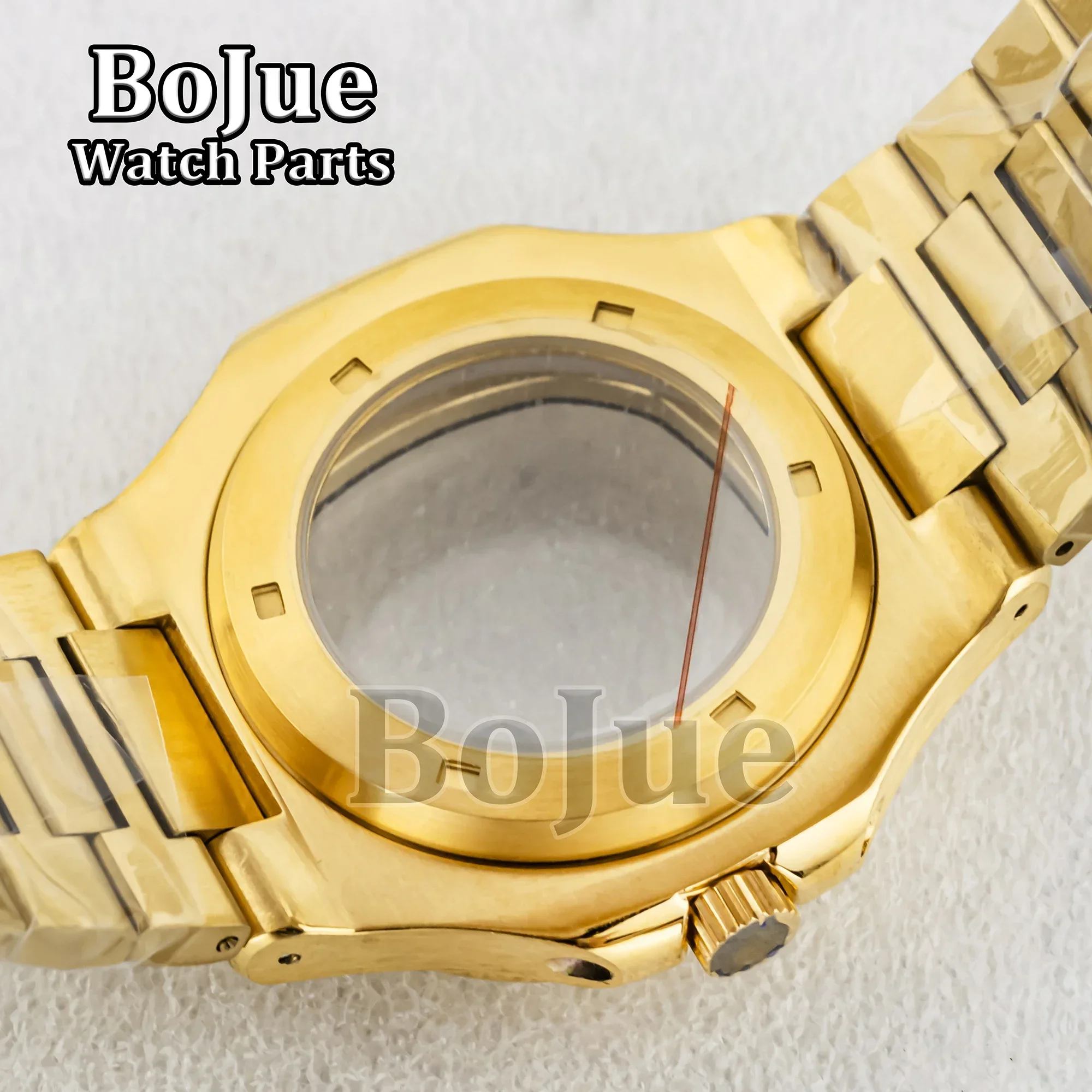 41mm Gold Watch Case Band Bracelet Parts Sapphire Glass For Modified Nautilus Seiko NH35 NH36 NH38 Movement Waterproof Steel