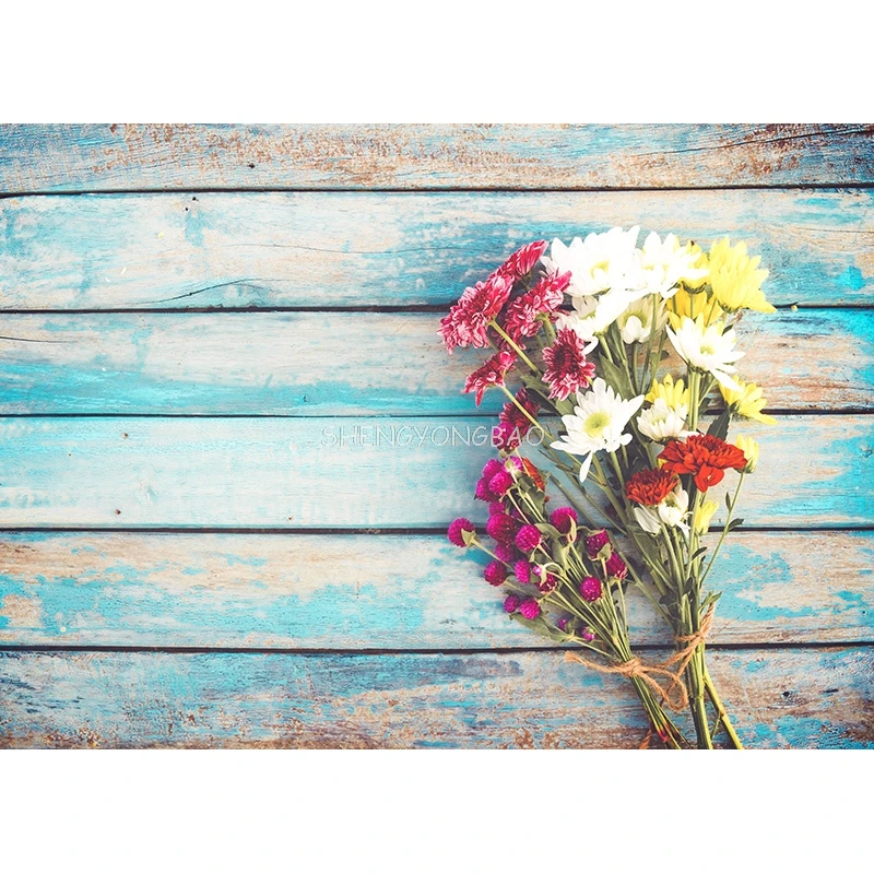 Vinyl Colorful Wooden Texture Background Wood Planks Grain Photography Backdrops Photo Studio Props YXX-89