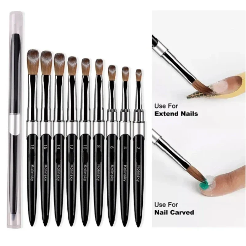 1PC Nail  Acrylic Brush UV Gel Carving Pen Brush Kolinsky Sable Acrylic Brush Liquid Powder DIY Nail Drawing Nail Art Brushes