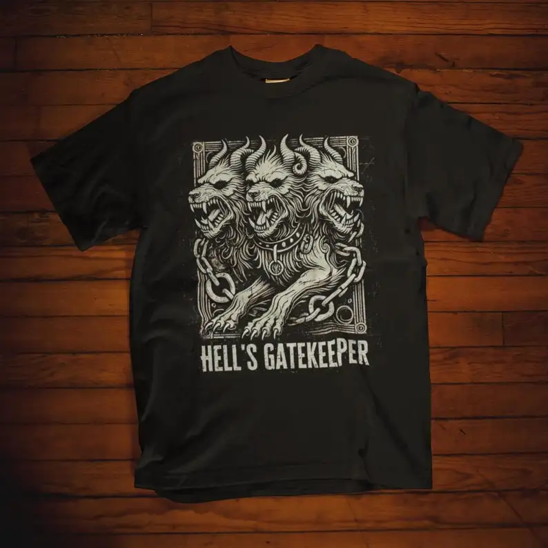 Cerberus T-Shirt Gothic Gift Idea, Mythical Three-Headed Dog Tee, Hell's Gatekeeper Quote, Goth Tee, Macabre T-Shirt