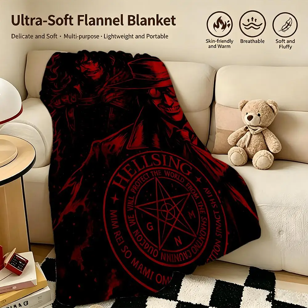 Anime H-Hellsing-g Throw Warm Soft Flannel Blanket, Multi-use for Sofa Bed Camping Travel Nap