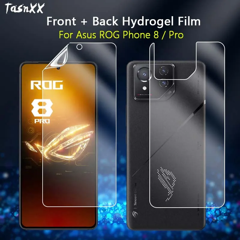 2 in 1 Front / Back Screen Protector For Asus ROG Phone 8 Pro Ultra Clear Slim Soft Repairable Hydrogel Film -Not Tempered Glass