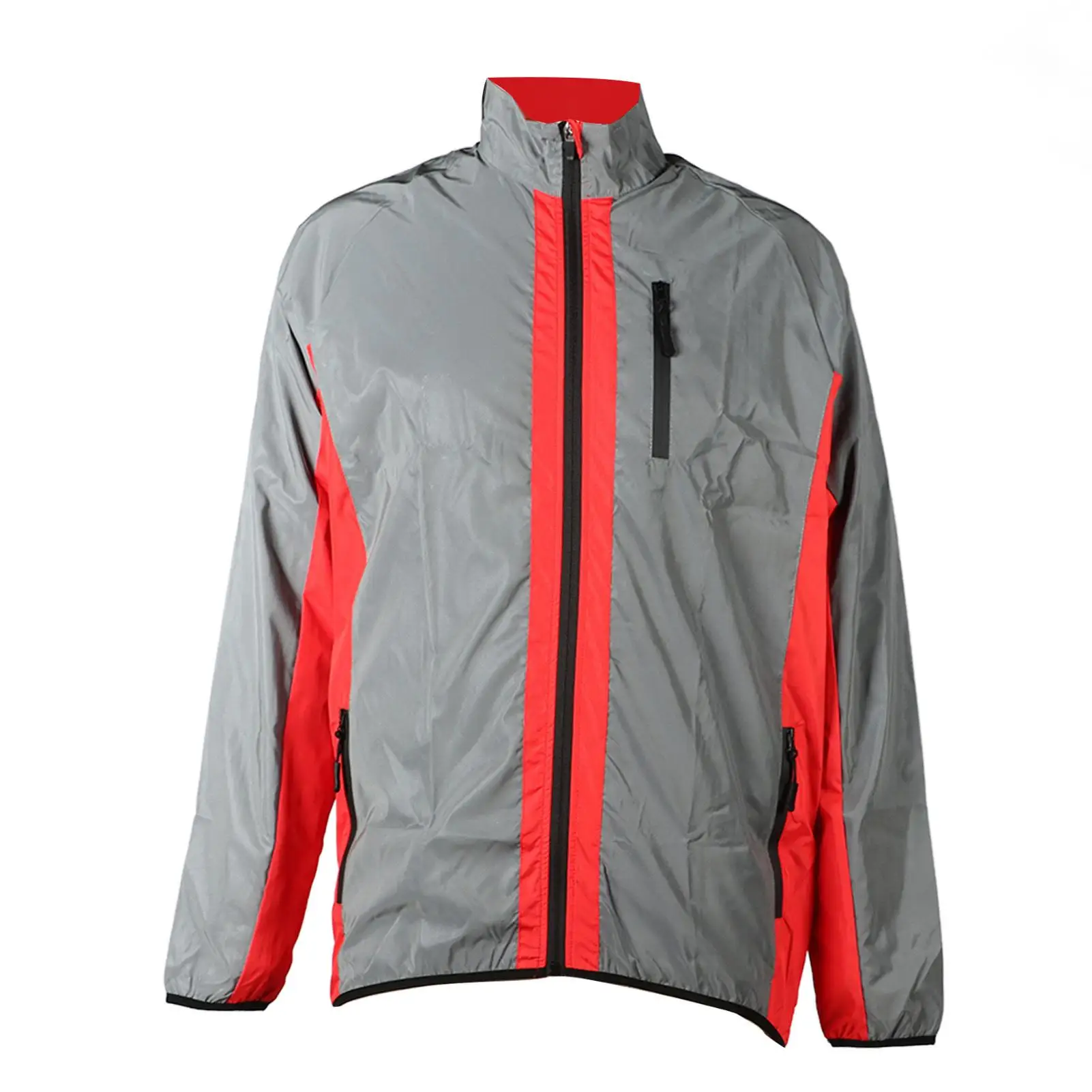 

Men Cycling Jacket Waterproof Breathable Reflective Red Elastic Hem Side Pockets for climbing Gear Outdoor Sports Apparel