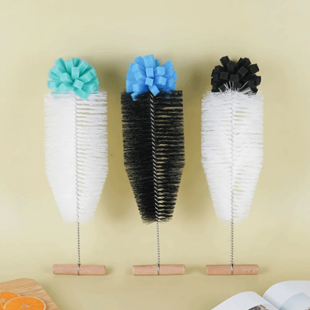 New Long Handle Bottle Brush Cleaning Tool Glassware Cleaning Brush Sponge Brush Cups