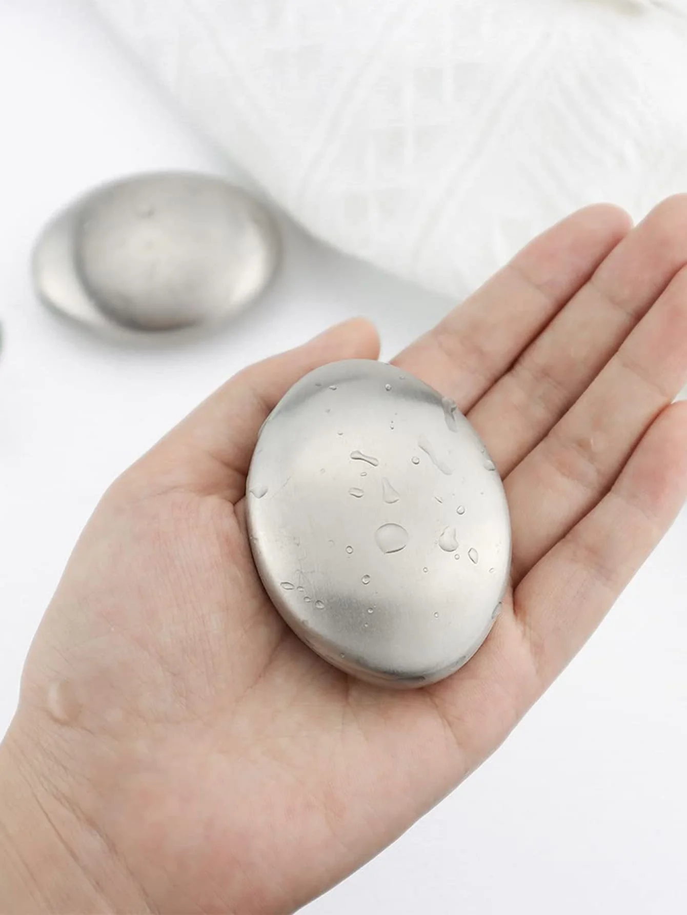 1pc Stainless Steel Cleaning Soap, Silver Deodorant Soap For Kitchen