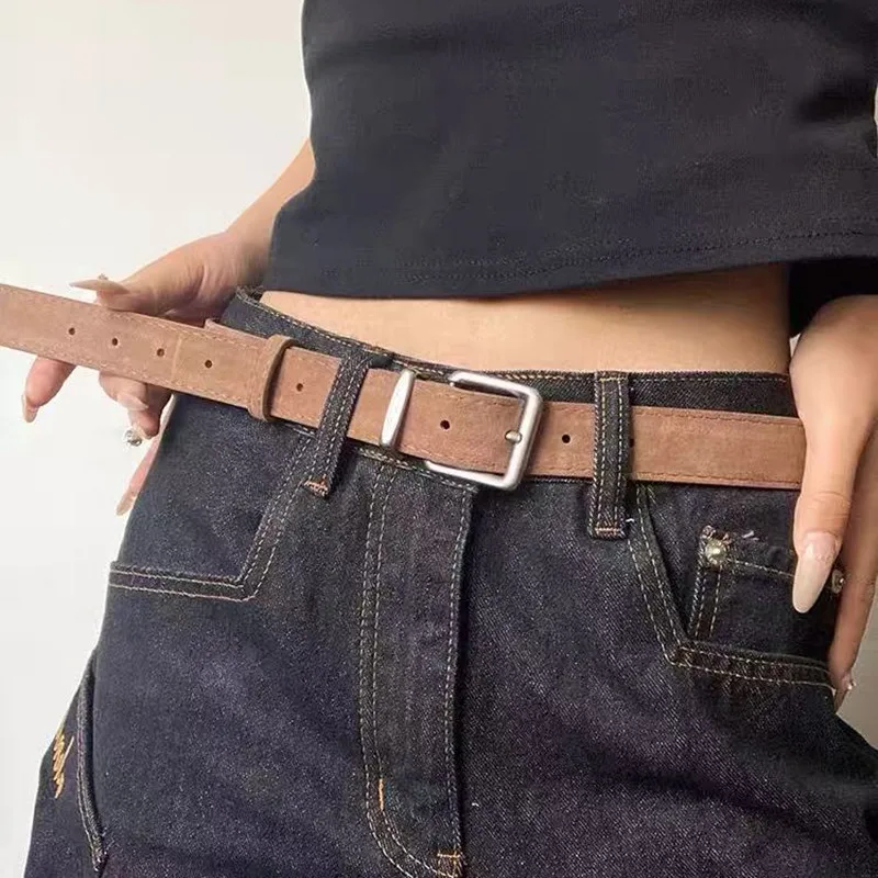 Vintage Brauner Wildleder-Damen-Gürtel 2026 im Nischen-Designer-Stil für Kleider und Jeans – Detail 4