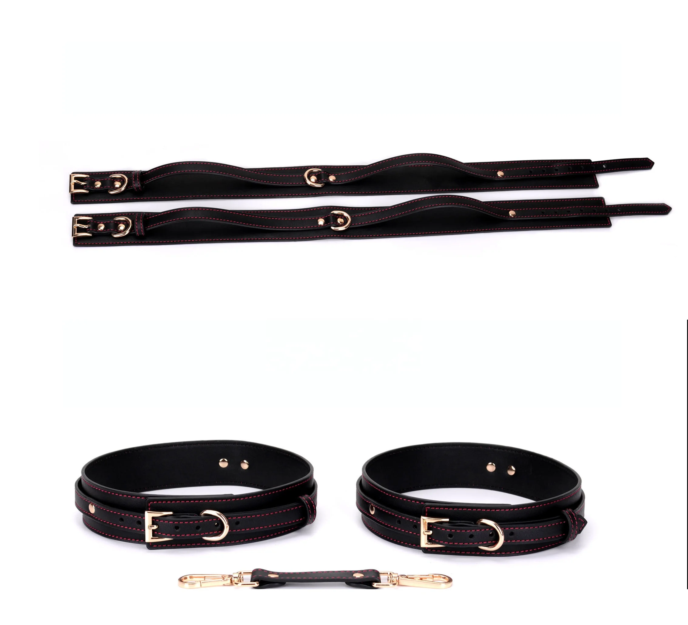 Bondage Sets Luxury PU Leather BDSM Kits Restraint Erotic Toys Handcuff Legcuff Collar Cross Buckle Couples Bedroom Games