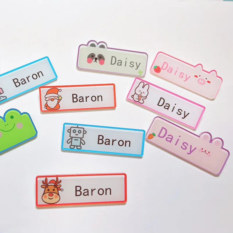 Porta carte con targhetta per cartoni animati Spilla stile dritto Etichetta con nome Porta badge Identificazione Forniture per ufficio scolastico in stile coreano