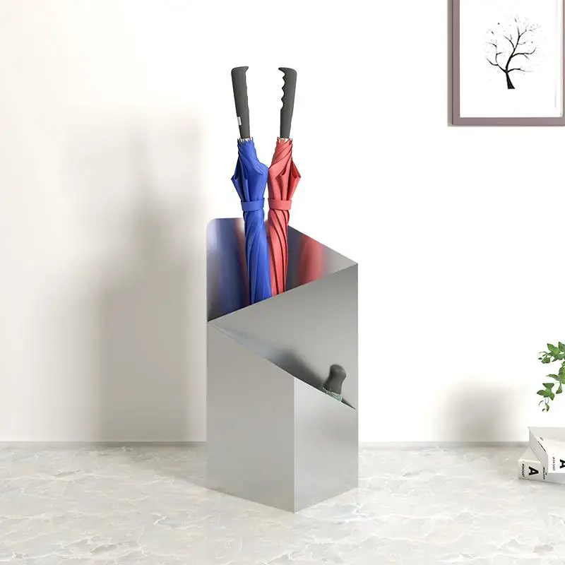Stainless Steel Outdoor Umbrella Stand Large Capacity Drainage Rack Commercial Entrance Storage Bucket Holder for Home