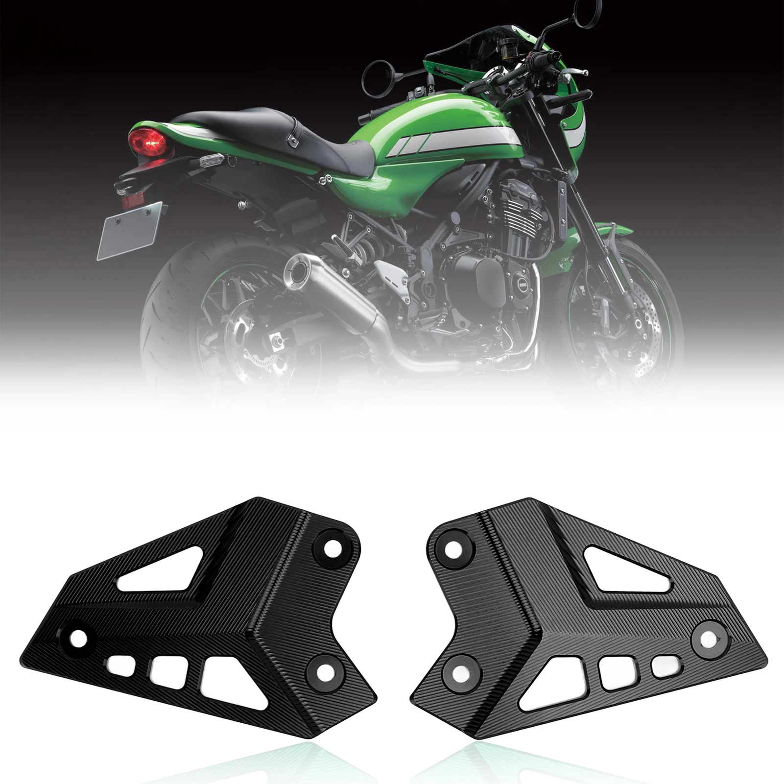 

Motorcycle Foot Peg Protector Rear Plate Heel Guard Aluminum Alloy Replacement for Z900 2017‑2021Black