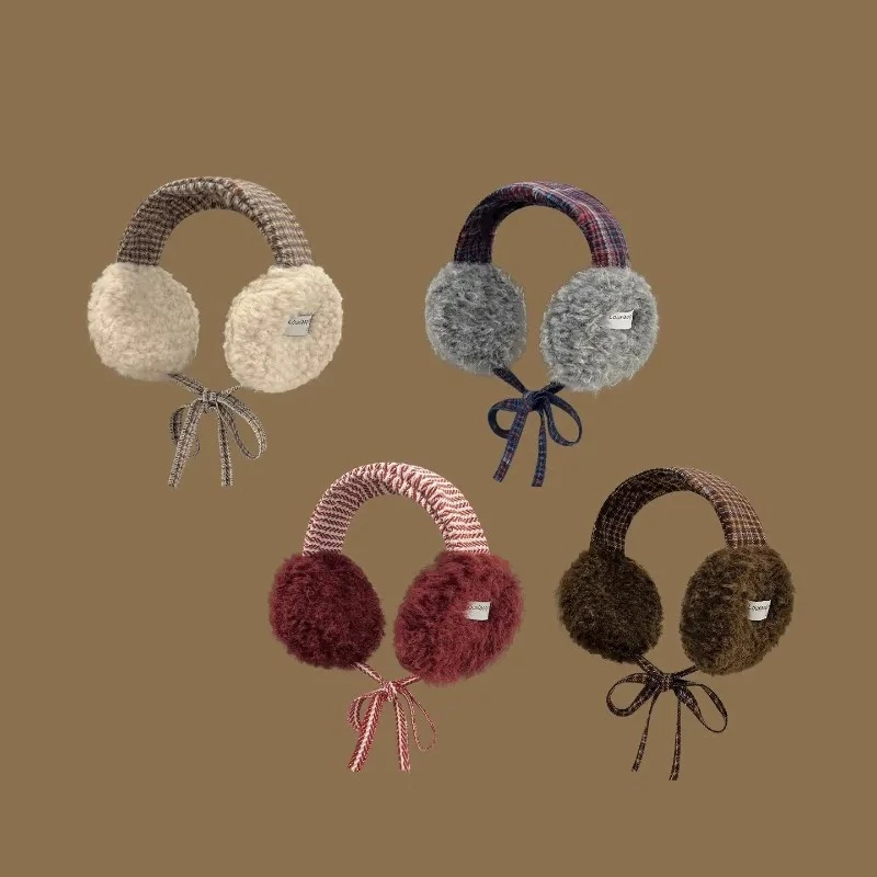 

Модные универсальные чехлы для ушей в корейском стиле, контрастный цвет, ремешок из овечьей шерсти, зимние теплые и ветрозащитные насадки для ушей