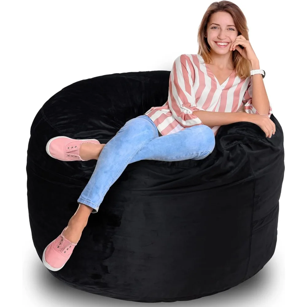 Homguava Bean Bag Chair: 3' Bean Bags with Memory Foam Filled, Large Beanbag Chairs Soft Sofa with Dutch Velet Cover