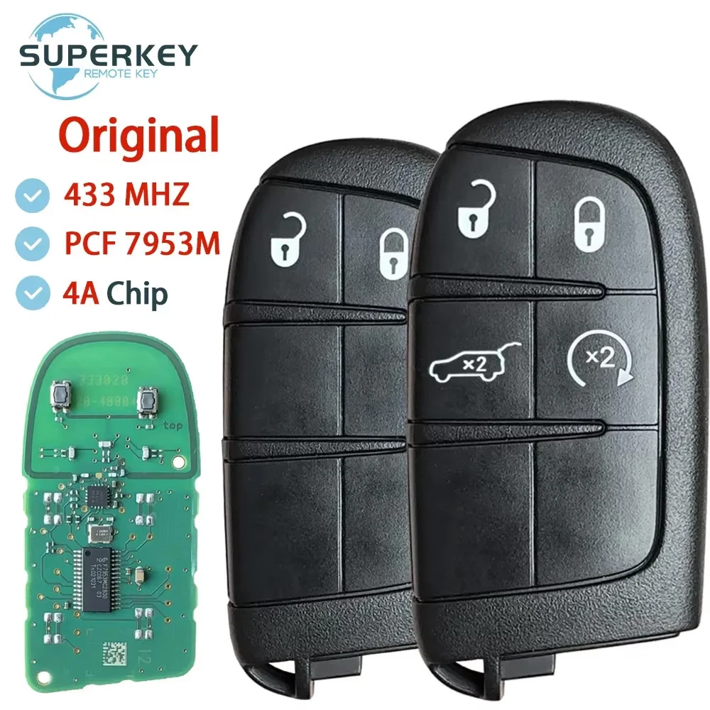 

M3N-40821302 Original 2 4 Buttons 433mhz 4A Chip Keyless SIP22 Blade Smart Remote Control Key For 2017 2018 Jeep Compass