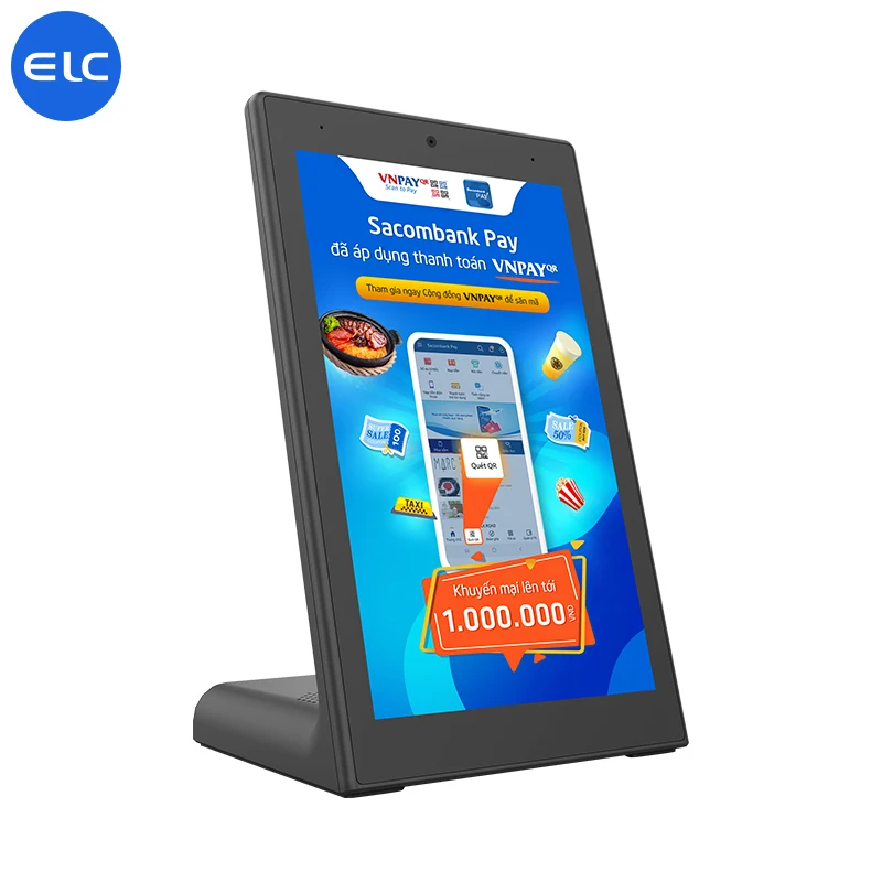 8 Inch Restaurant POS Kiosk L Shape Tablet Android 11 Tablet NFC Capacitive Touch Screen 2GB New Rockchip For Customer Desktop