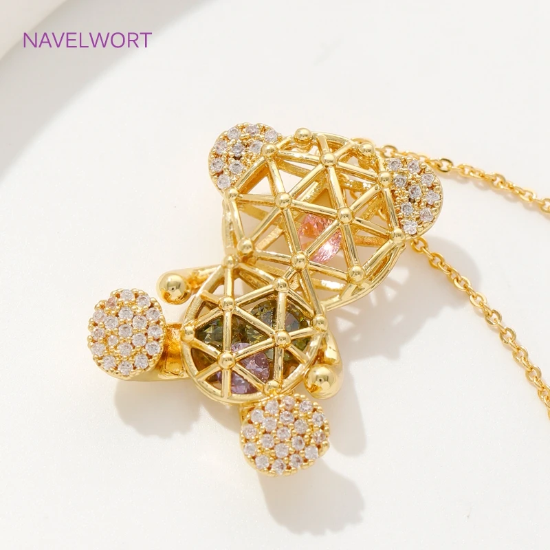 Luxury Zircon Rose/Bear/Square Pendats Necklaces 18K Gold Plated Necklaces Choker For Women Jewelry Valentine's Day Gifts