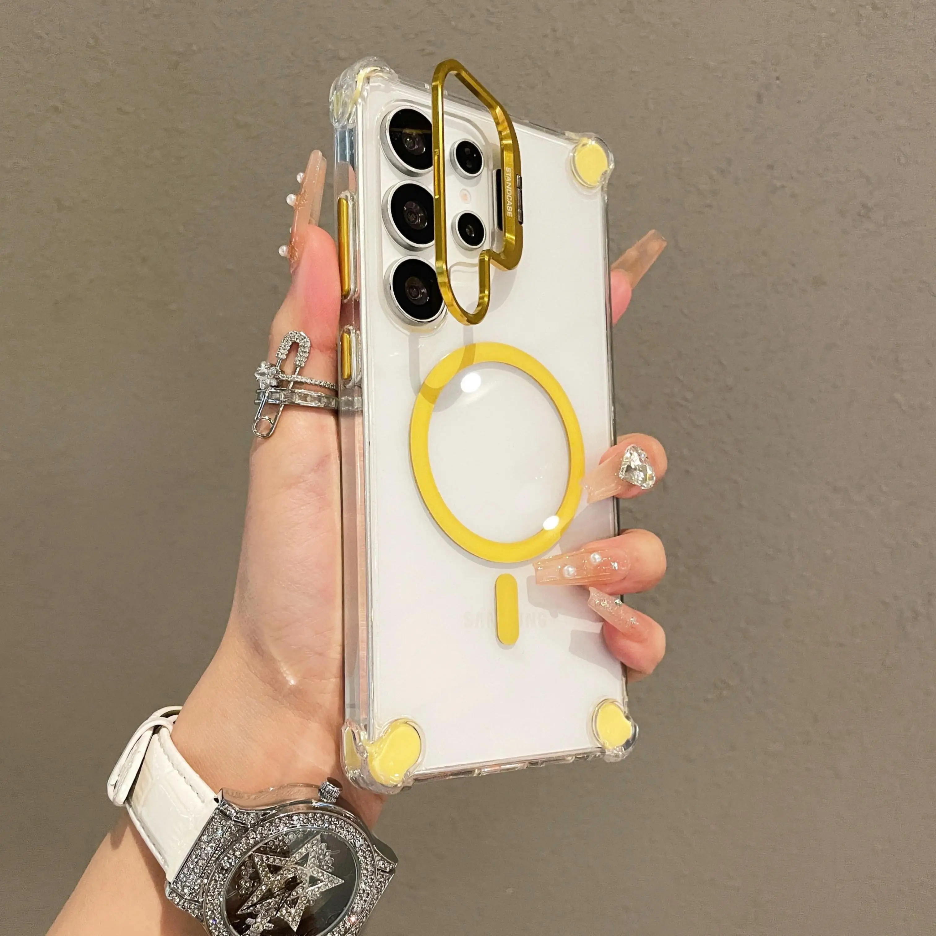 

Fashion Cooling Lens Holder Transparent Protective Cover Suitable For Samsung Galaxy S23 S24 S25 Ultra Magnetic Phone Case