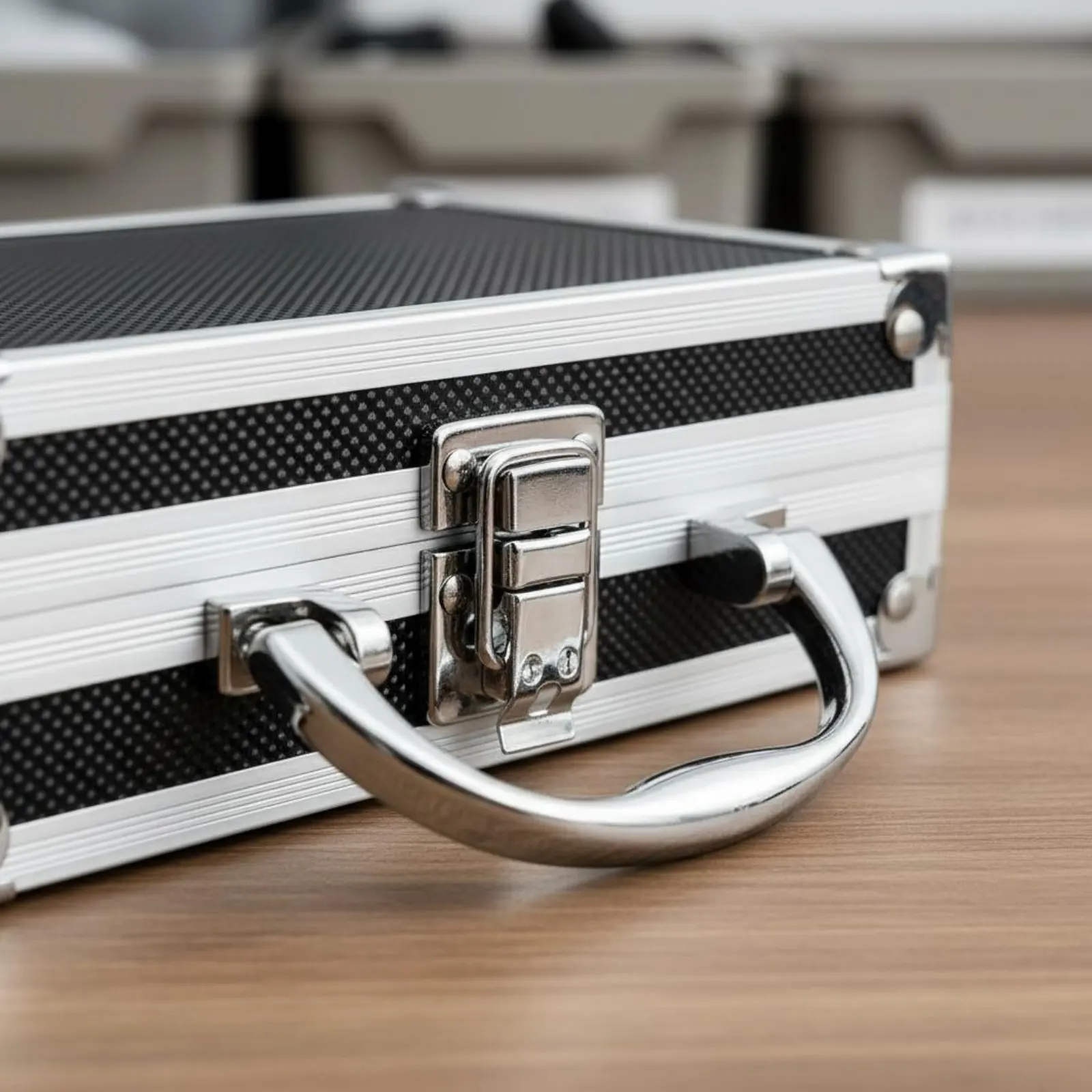 

Aluminum Tool Case Lockable Latch Locking Aluminum Case Portable Equipment Briefcase Foam Padded Interior Storage Container