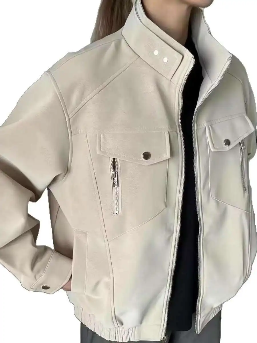 

Модная мужская куртка в американском стиле ретро, свободная посадка с воротником-стойкой, универсальная рабочая одежда, осенняя модная верхняя одежда для молодых мужчин