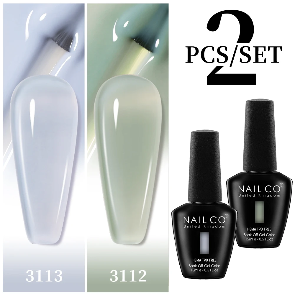 NAILCO 2pcs HEMA TPO FREE Jelly Amber Rose Red Mocha Color Gel Polish Set 15ml Semi-transparent Nail Art Gel Varnish UV LED Gel image 4