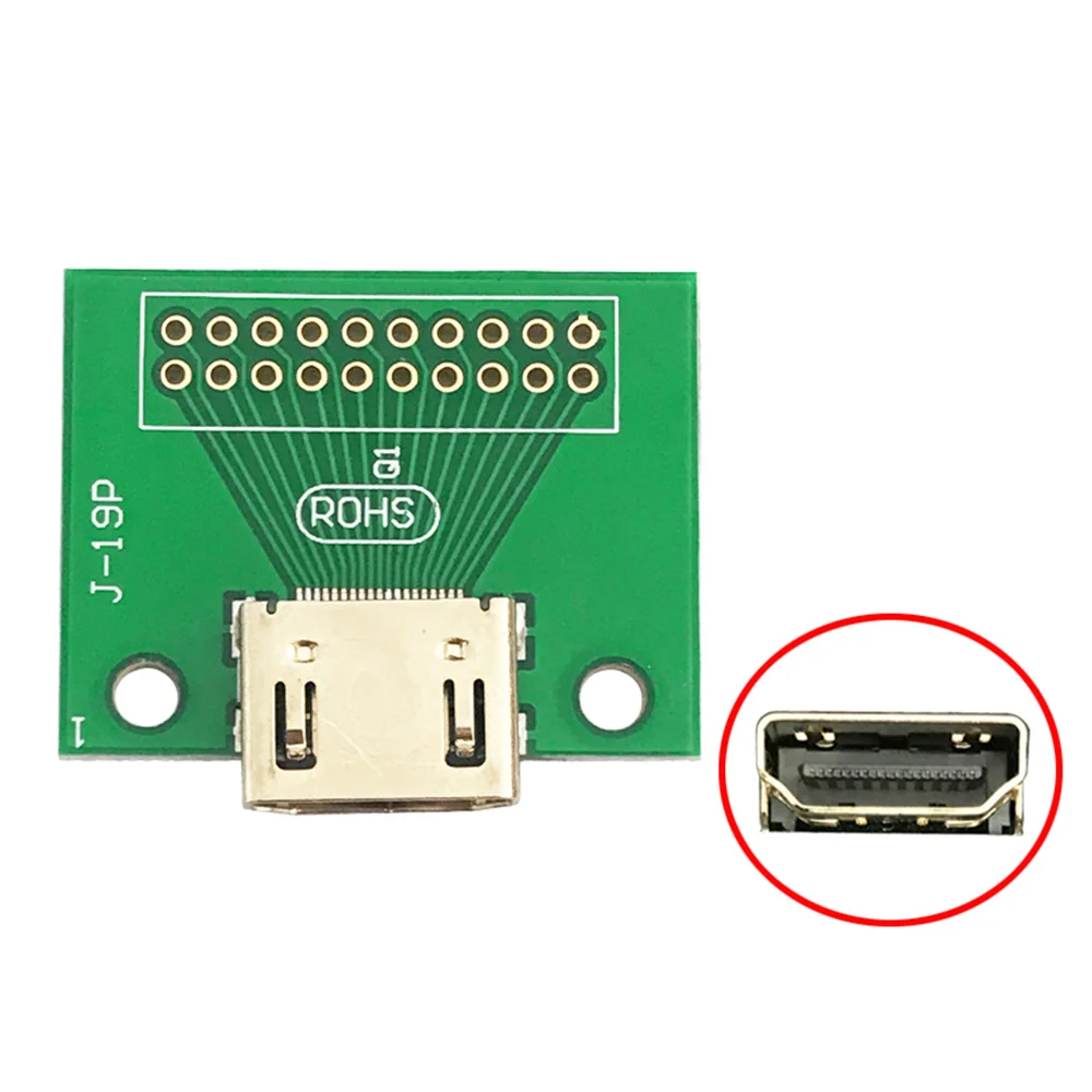 5pcs 19P HDMI-Compatible A Type 19Pin PCB Board HDMI Socket Port Connector HD Test Female Seat