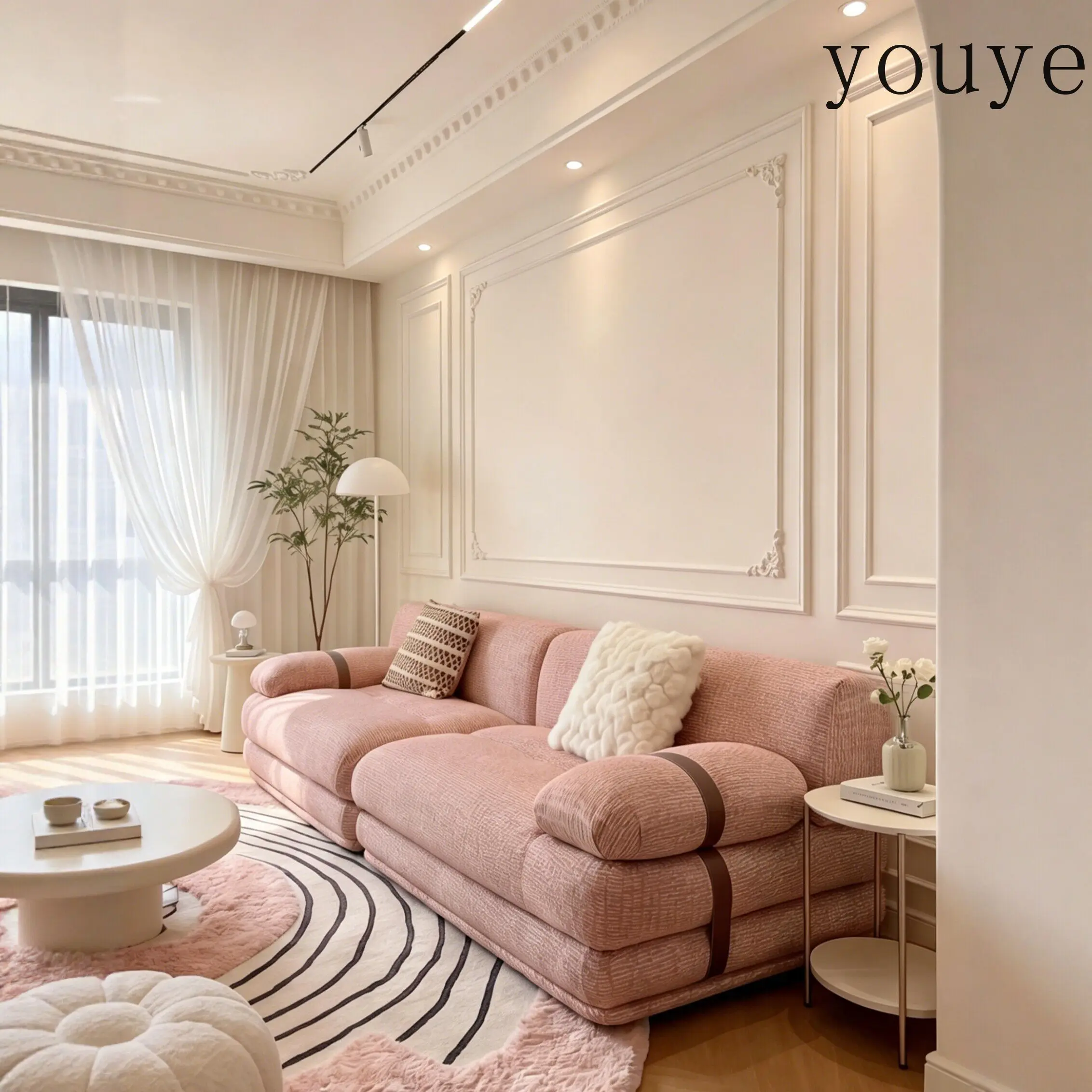 Cloud grade pink tofu block Italian minimalist high-end designer small apartment module combination cloth sofa