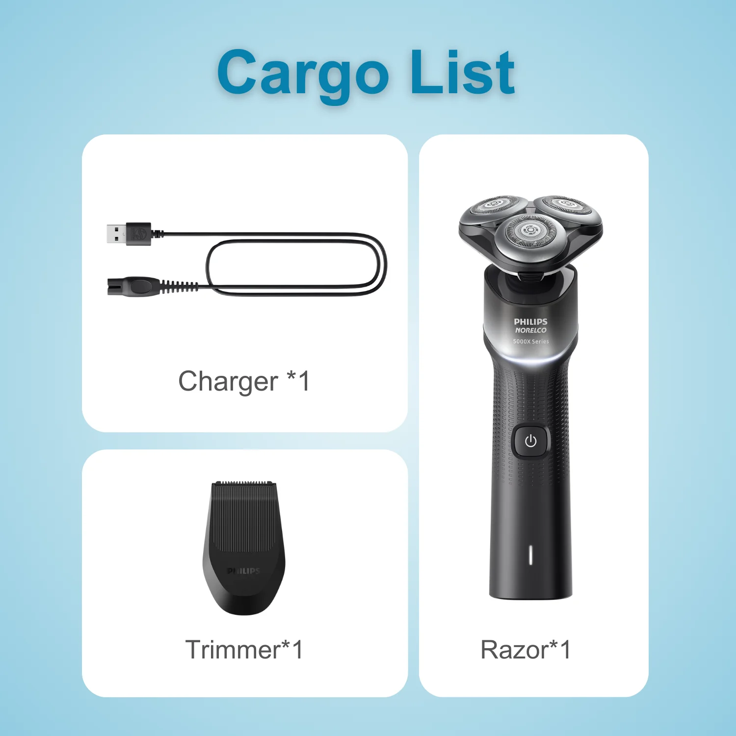 ماكينة حلاقة فيليبس نوريلكو سلسلة 5000X X5004، رطبة وجافة، ماكينة تشذيب واحدة، طلاء واقٍ من SkinGlide، 360 درجة °   رؤوس مرنة