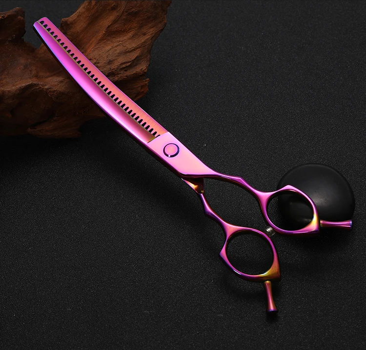 Fenice 7,25 Zoll profession elle Diamanten Schraube gebogen Chunker Schere Haustier Pflege Schere jp440c dünnere Schere für Hunde – Detail 15