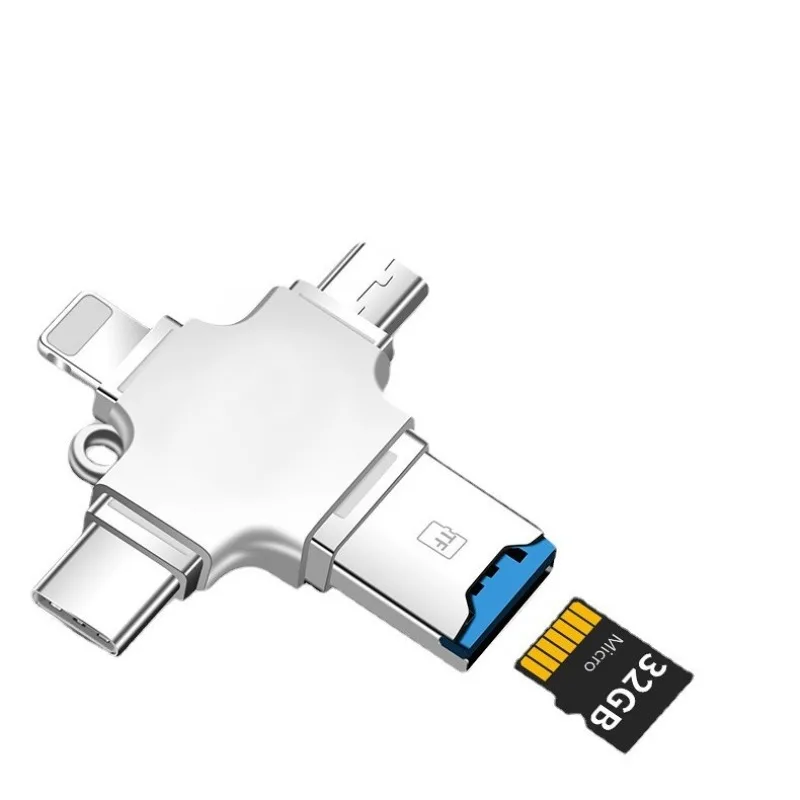 1PCS Multi-function Universal 4-in-1 USB Flash Drive,USB-C, Typec  High Speed OTG External Storage Portable Metal Drive