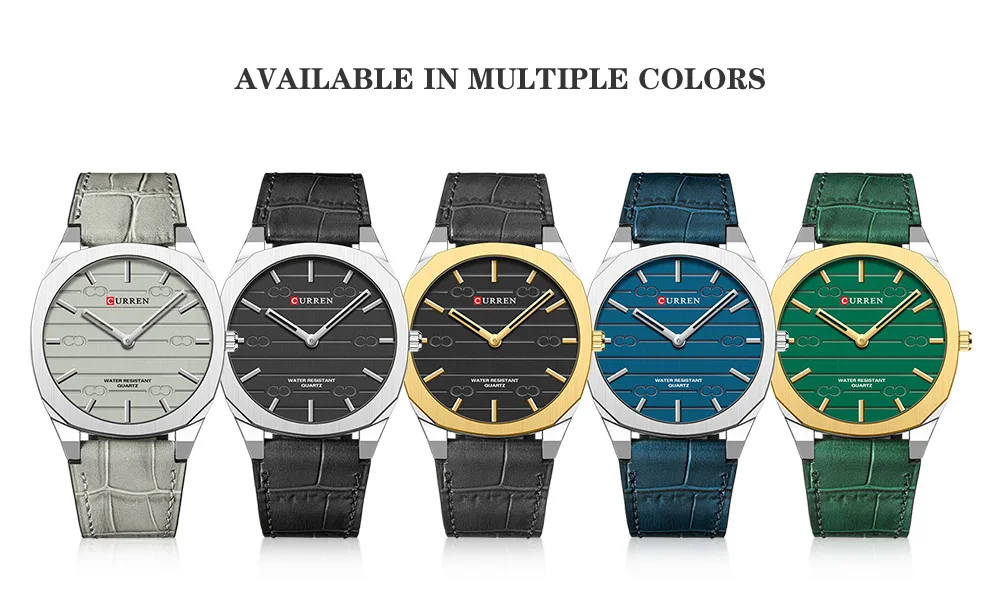 CURREN Herren Minimalistisches Quarz-Armbanduhr ohne Sekundenzeiger, Modisches Schlankes Leichtgewicht-Armband mit Lederband 8480 – Detail 6