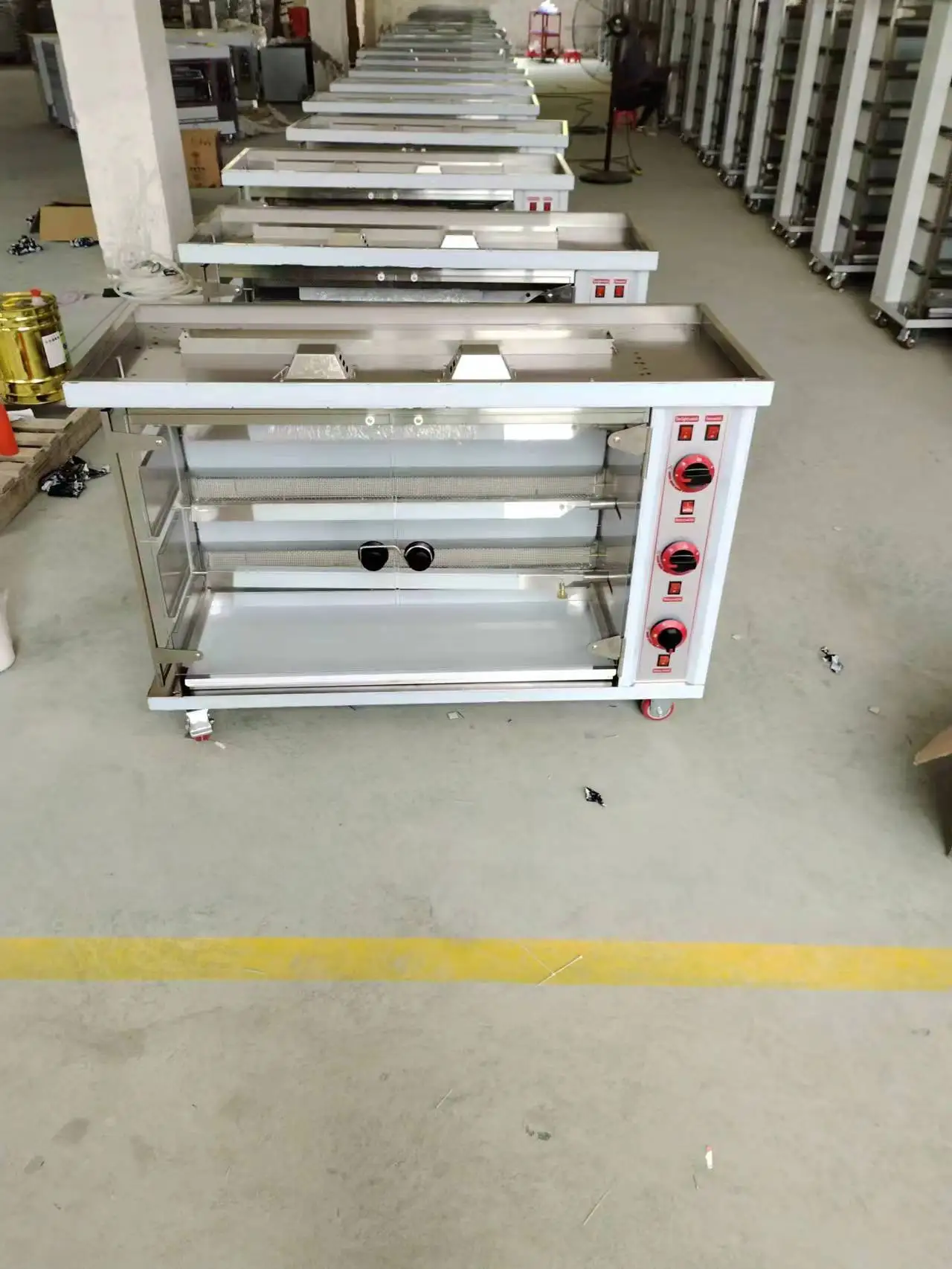 فرن مشواة بسعة 15 دجاجة تجارية - شواية غاز/كهربائية من الفولاذ المقاوم للصدأ للمطاعم وخدمات الطعام