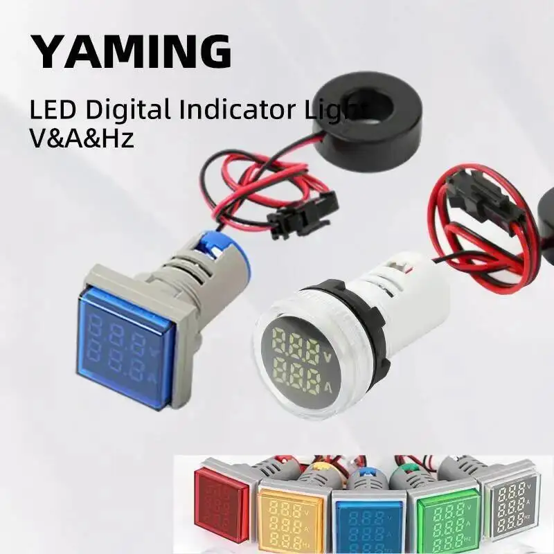 

Digital Display LED Mini Power Indicator Light Signal Lamp Square/Round Ammeter Voltmeter Thermometer Hertz Meter