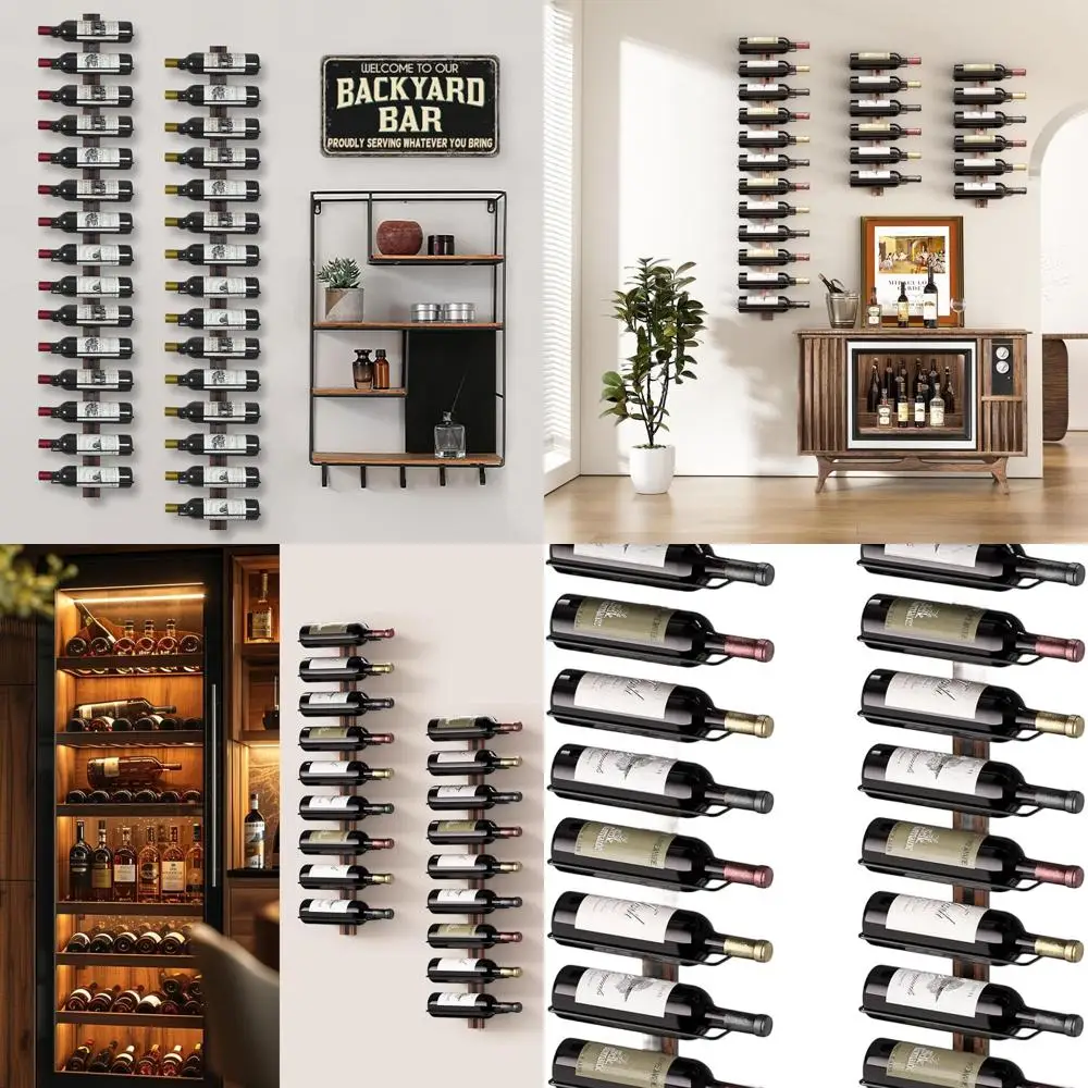 

24-Bottle Wall-Mounted Wooden Wine Rack for Kitchen, Dining, and Bar Spaces