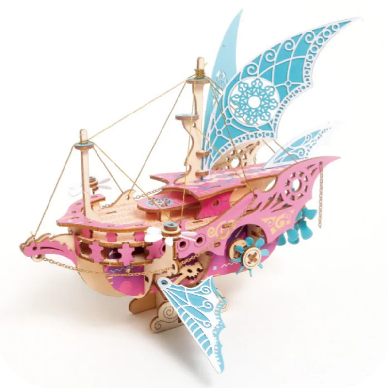 

3D Wooden Fantasy Arabian Spaceship Steampunk Model Building Block Kits DIY Assembly Jigsaw Toy Gift for Kids Adults Gift