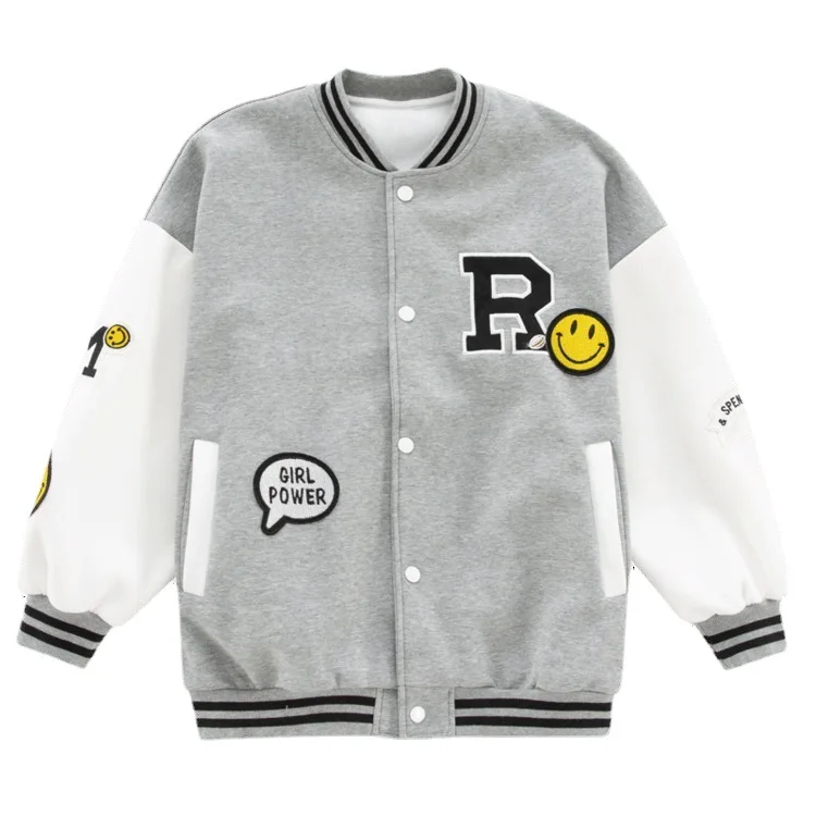 2024 Autumn winter Girls clothes Baseball loose sports Jacket Kids Teens Fashion letters Child Outwear Coats 6 7 8 9 10 11 year