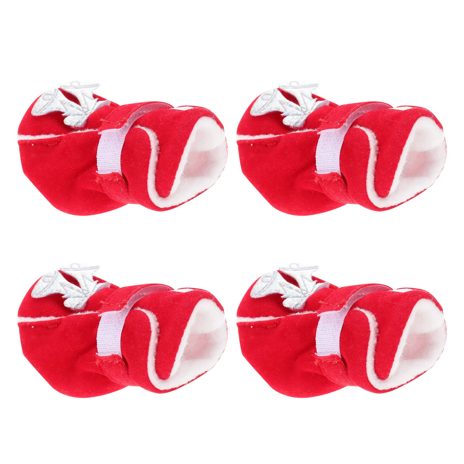 

4Pcs Pet Warm Shoes Christmas Dog Boots Puppy Snow Shoes Anti-Skid Paw Protection Outdoor Wear Dog Boots Pet Snowshoes