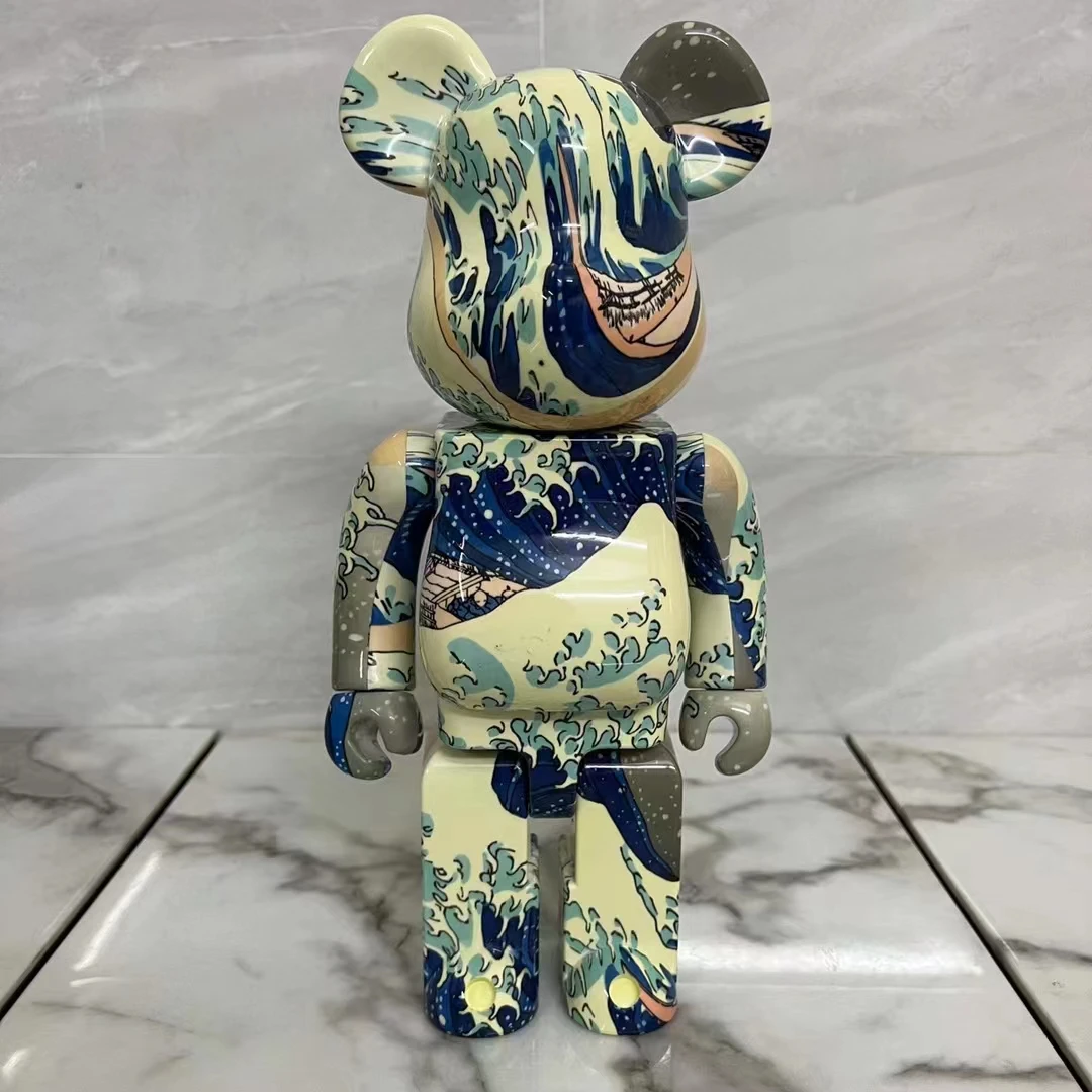 

Bearbrick 400% Square Box Kanagawa Surf Be@rbrick 28cm Knuckles Rotating Crackling Plastic Toy Figure Trend Toys