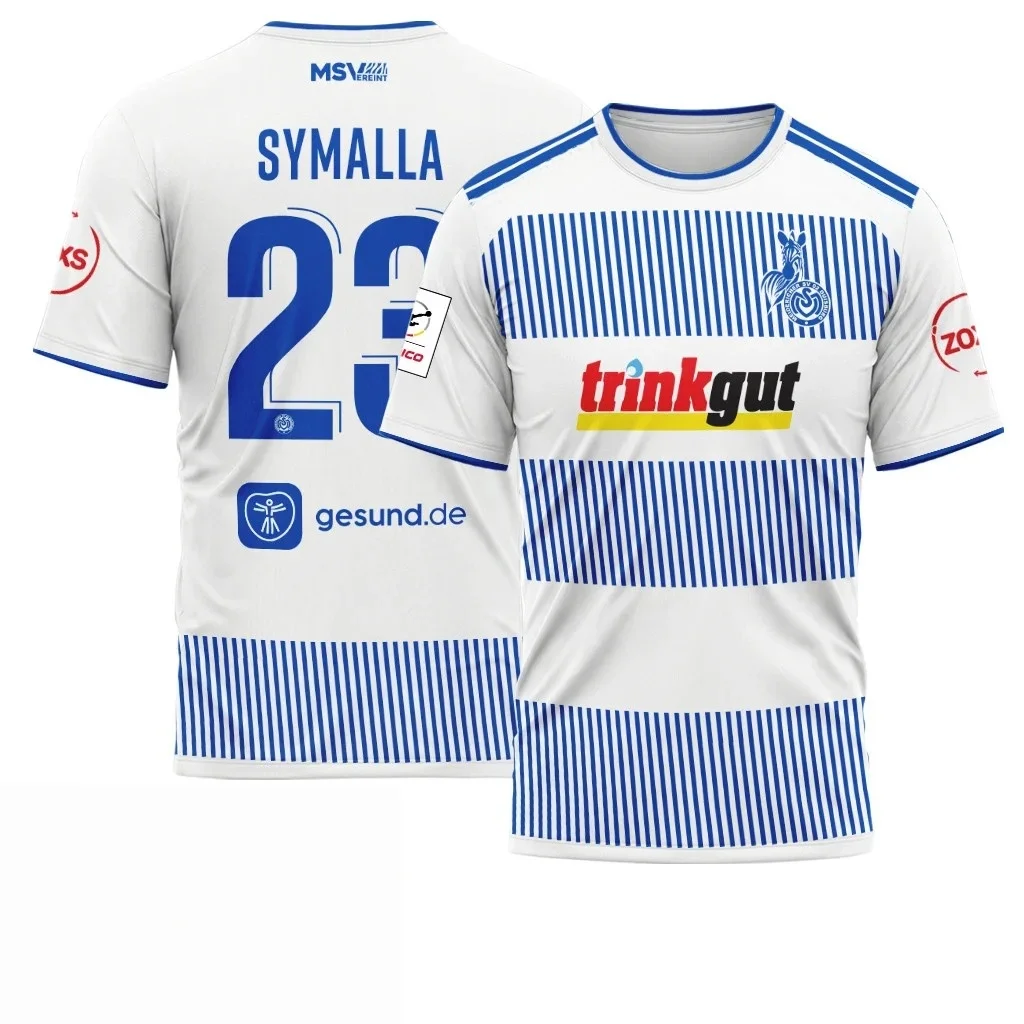 26-27 MSV Duisburg Men Football Jersey 3D Print Y2K Quick Dry Short Sleeve Casual Training Daily Sport T Shirt