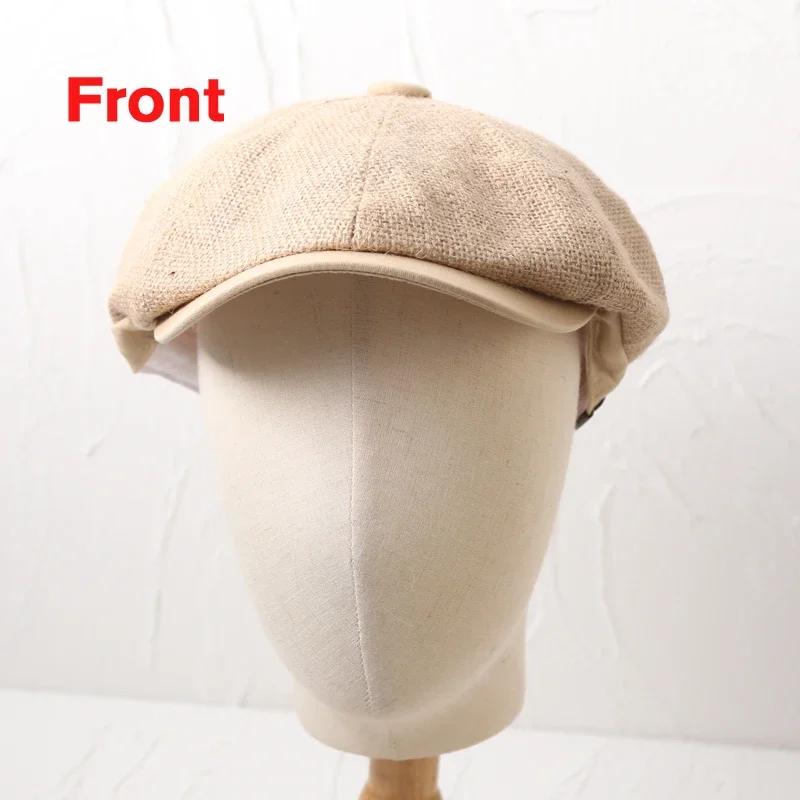 Jute  Linen Berets Hats for Men Summer Breathable Newsboy Caps Boina Hombre Gatsby Hat  Women Gorras Para Mujer Flat Cap