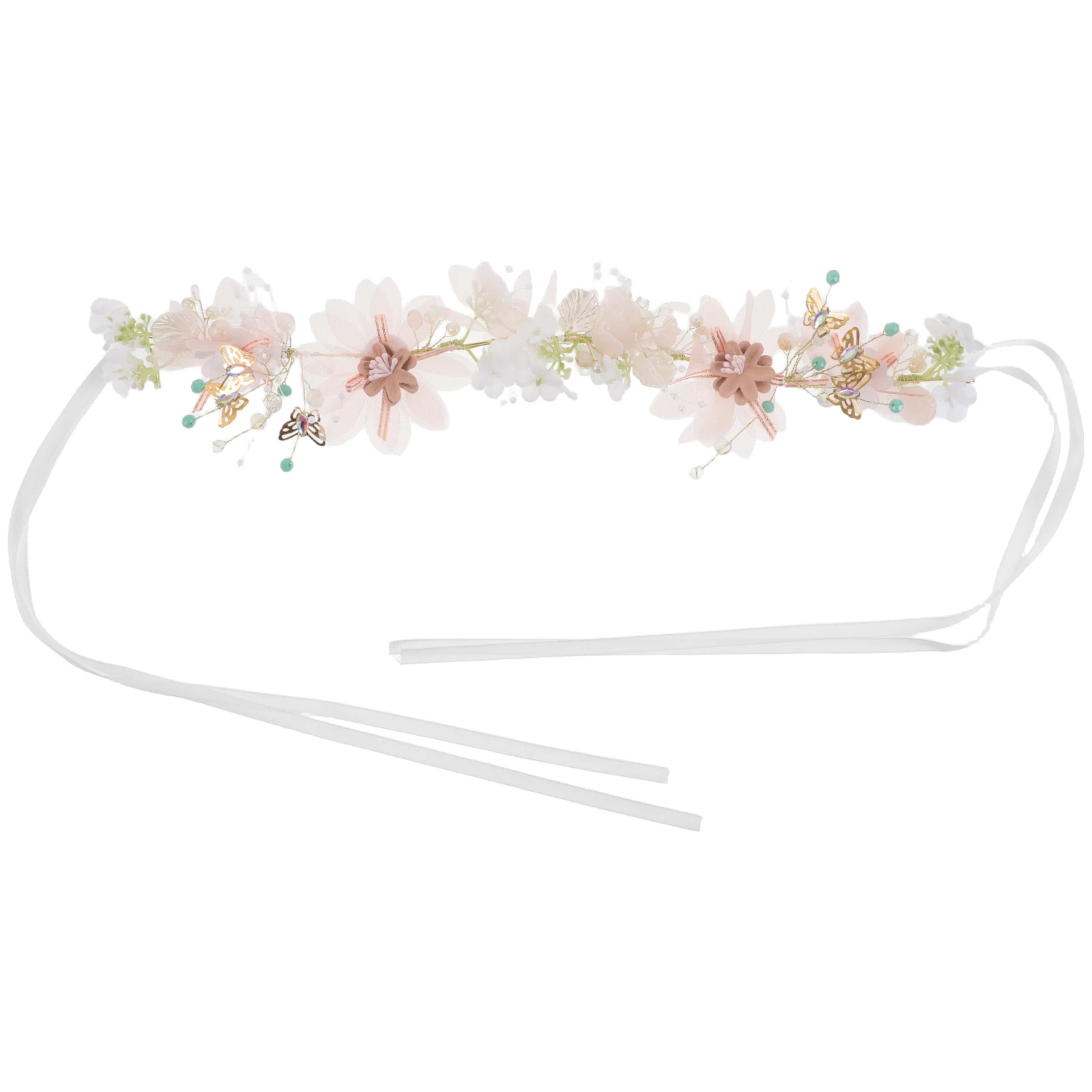 

Bridal Wreath Garland with Pearls Props Bride Flower Headband Wedding Headpieces Photo