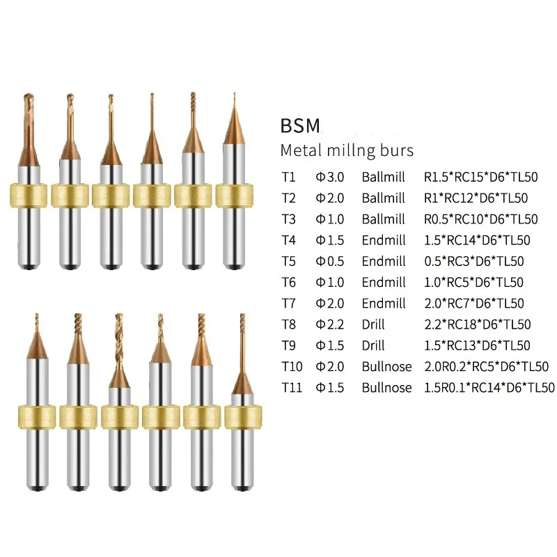 

1PC Dental Lab CADCAM BSM Metal Milling Burs Carbide Cutters Dental Lab Tools Shank D6 Overall Length 50MM