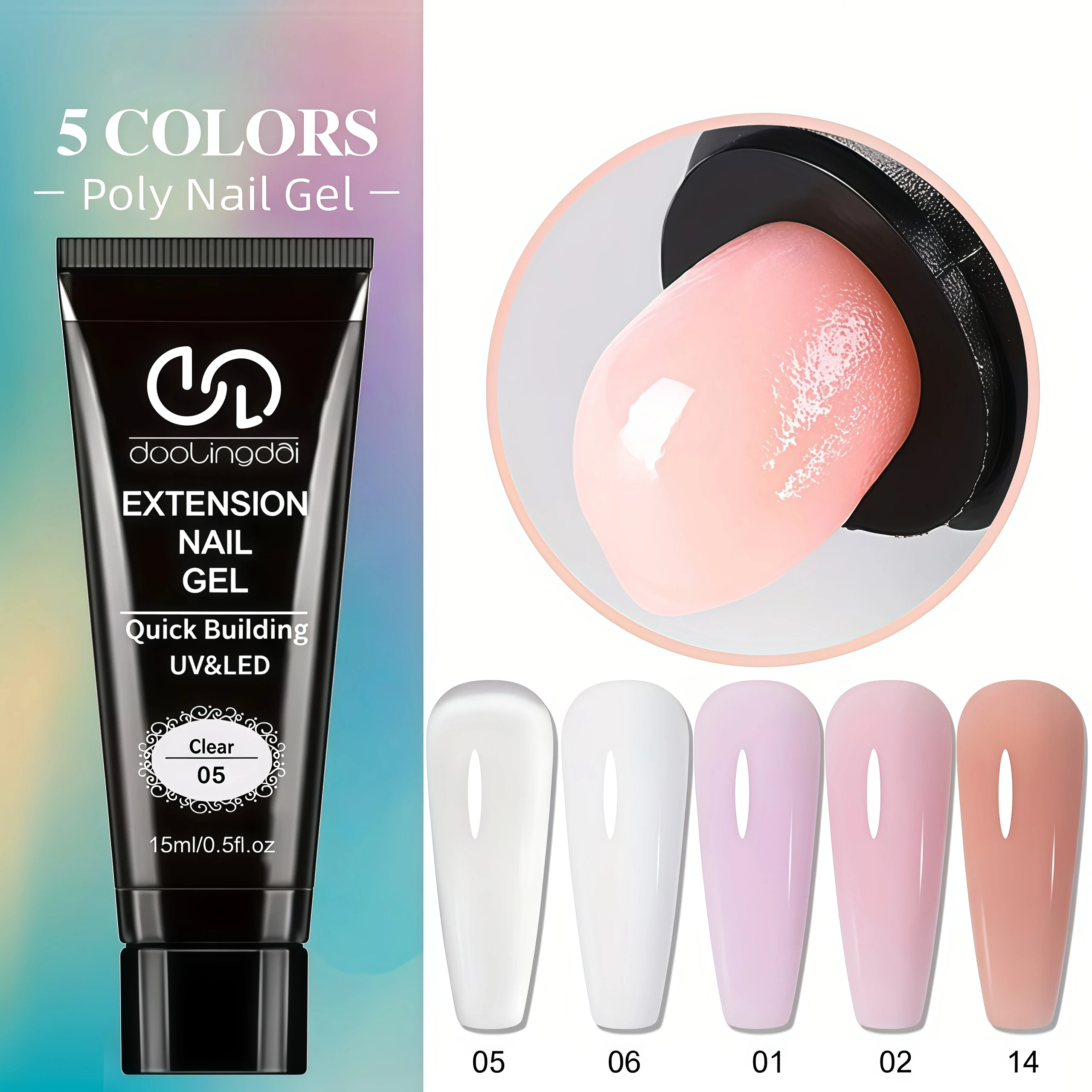 15ml Poly Gel Extension Gel and Transparent Jelly Gel Create Fashionable Nail Enhancement Design,Which Is Suitable for Salon Use