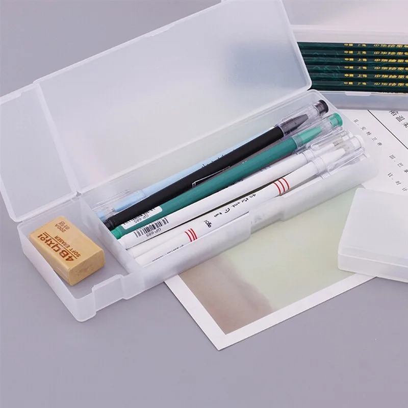 Śliczny przezroczysty plastikowy piórnik Kawaii piękne pudełko na długopisy dla dzieci prezent biurowe artykuły szkolne materiały papiernicze