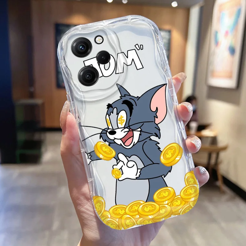 T-Tom and J-Jerry Cream Phone Case For Redmi Note 13 12 11 10 9 8 Pro Max T S Plus 4G 5G silicone Funda Shell Soft Cover Capa