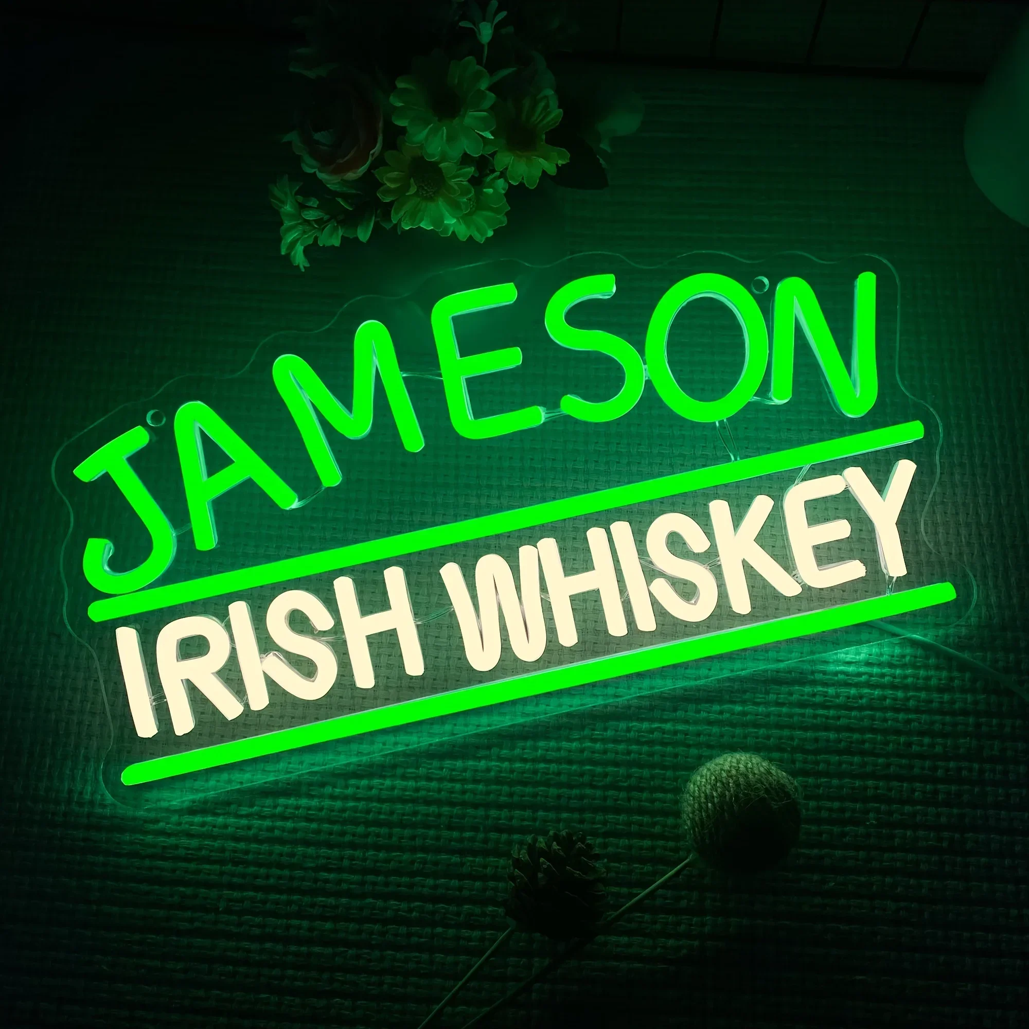 Irish whiskey Neon Sign for Jameson in Bar Pub Man Cave or Party,Led Light Suitable for Garage Decor or Business Display