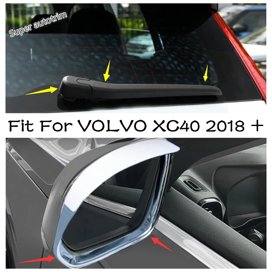 

Chrome Exterior Door Rearview Mirror Eyebrow Rain Frame Rear Window Wiper Cover Trim For VOLVO XC40 2018 - 2024 Car Accessories