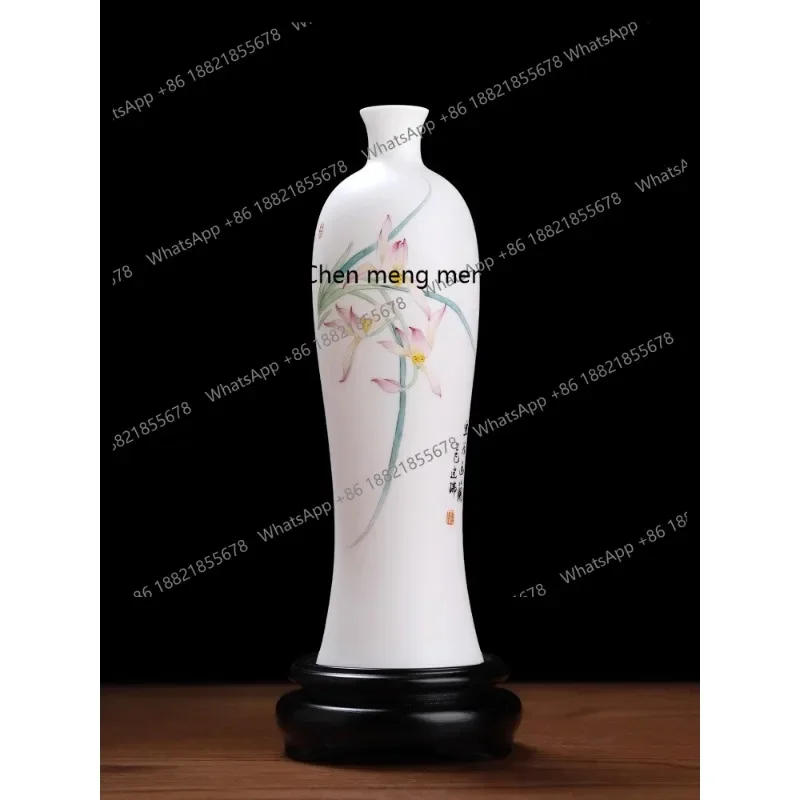 Suet jade porcelain ceramic hand-painted orchid vase living room decoration ornament